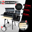 ELEM GARDEN TECHNIC - Barbecue charbon de bois, fumoir avec roues et thermomètre, surface de cuisson 59x25.5cm - vignette