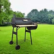 ELEM GARDEN TECHNIC - Barbecue charbon de bois, fumoir avec roues et thermomètre, surface de cuisson 59x25.5cm - vignette