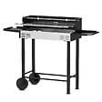 ELEM GARDEN TECHNIC - Barbecue charbon de bois avec roues et broche, surface de cuisson 68x33cm - vignette