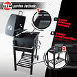 ELEM GARDEN TECHNIC - Barbecue charbon de bois avec roues et thermomètre, surface de cuisson 55x41.6cm - vignette
