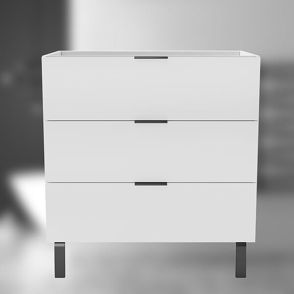 AICA SANITAIRE - AICA Meuble de salle de bain mural avec pieds, sans lavabo, 80 cm, 3 tiroirs - Blanc - large