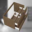 AICA SANITAIRE - AICA Meuble de salle de bain suspendu 80 cm Noyer + 2 tiroirs, avec Poignées - sans compter vasque - vignette