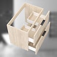 AICA SANITAIRE - AICA Meuble de salle de bain suspendu 60 cm Chêne + 2 tiroirs, avec Poignées - sans compter vasque - vignette