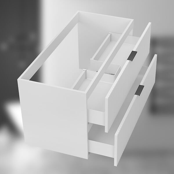 AICA SANITAIRE - AICA Meuble de salle de bain suspendu 100 cm Blanc + 2 tiroirs, avec Poignées - sans compter vasque - large