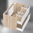 AICA SANITAIRE - AICA Meuble sous vasque suspendu 80 cm + 2 tiroirs, Blanc et Chêne, sans compter lavabo - vignette