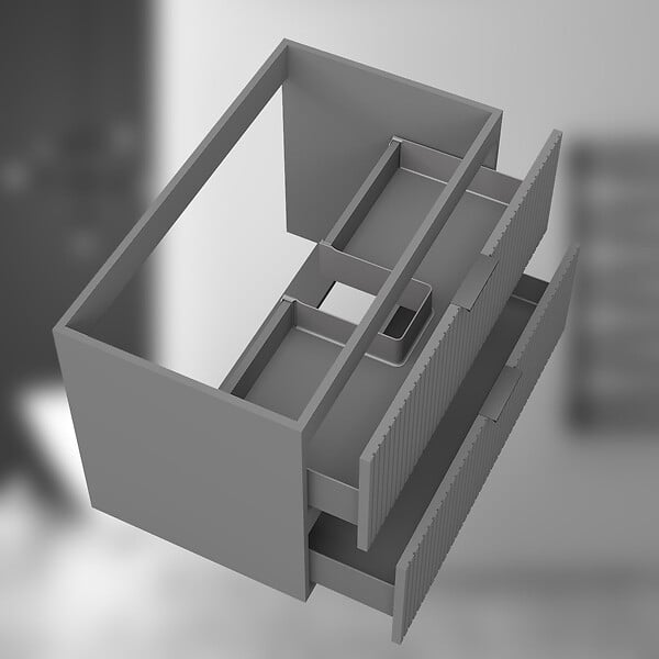 AICA SANITAIRE - AICA Meuble de salle de bain suspendu 80 cm Anthracite + 2 tiroirs, avec Poignées - sans compter vasque - large