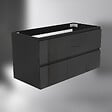 AICA SANITAIRE - AICA Meuble de salle de bain design suspendu, 100 cm, 2 tiroirs de rangement sans lavabo - Noir brillant - vignette