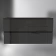 AICA SANITAIRE - AICA Meuble de salle de bain design suspendu, 100 cm, 2 tiroirs de rangement sans lavabo - Noir brillant - vignette