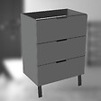 AICA SANITAIRE - AICA Meuble de salle de bain mural avec pieds, sans lavabo, 60 cm, 3 tiroirs - Anthracite - vignette