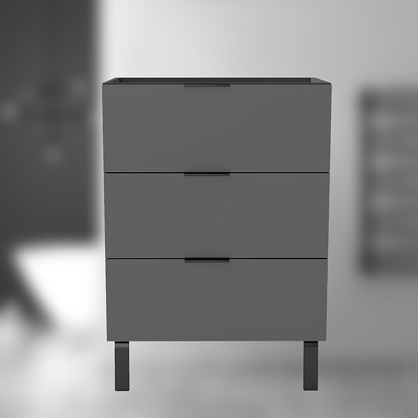 AICA SANITAIRE - AICA Meuble de salle de bain mural avec pieds, sans lavabo, 60 cm, 3 tiroirs - Anthracite - large