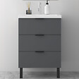 AICA SANITAIRE - AICA Meuble de salle de bain mural avec pieds, sans lavabo, 60 cm, 3 tiroirs - Anthracite - vignette