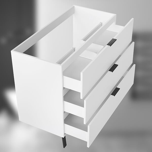 AICA SANITAIRE - AICA Meuble de salle de bain mural avec pieds, sans lavabo, 100 cm, 3 tiroirs - Blanc - large