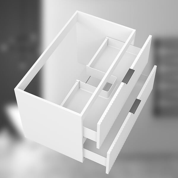 AICA SANITAIRE - AICA Meuble de salle de bain suspendu 80 cm Blanc + 2 tiroirs, avec Poignées - sans compter vasque - large