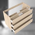 AICA SANITAIRE - AICA Meuble de Salle de Bain 100cm avec 3 tiroirs + 2 Pieds, Meuble sans vasque, Chêne - vignette
