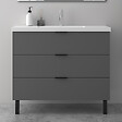 AICA SANITAIRE - AICA Meuble de salle de bain mural avec pieds, sans lavabo, 100 cm, 3 tiroirs - Anthracite - vignette