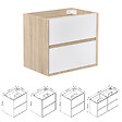 AICA SANITAIRE - AICA Meuble sous vasque suspendu 60 cm + 2 tiroirs, Blanc et Chêne, sans compter lavabo - vignette