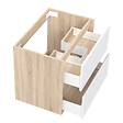 AICA SANITAIRE - AICA Meuble sous vasque suspendu 60 cm + 2 tiroirs, Blanc et Chêne, sans compter lavabo - vignette