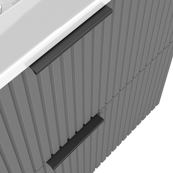AICA SANITAIRE - AICA Meuble de salle de bain suspendu 120 cm Anthracite + 4 tiroirs, avec Poignées - sans compter vasque - large