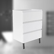 AICA SANITAIRE - AICA Meuble de Salle de Bain 60cm avec 3 tiroirs + 2 Pieds, Meuble sans vasque, Blanc - vignette