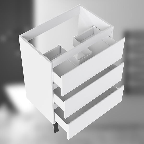 AICA SANITAIRE - AICA Meuble de Salle de Bain 60cm avec 3 tiroirs + 2 Pieds, Meuble sans vasque, Blanc - large