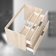 AICA SANITAIRE - AICA Meuble de salle de bain suspendu 80 cm Chêne + 2 tiroirs, avec Poignées - sans compter vasque - vignette