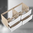AICA SANITAIRE - AICA Meuble de salle de bain suspendu 120 cm Brillant + 4 tiroirs, Blanc et Chêne - sans compter vasque - vignette