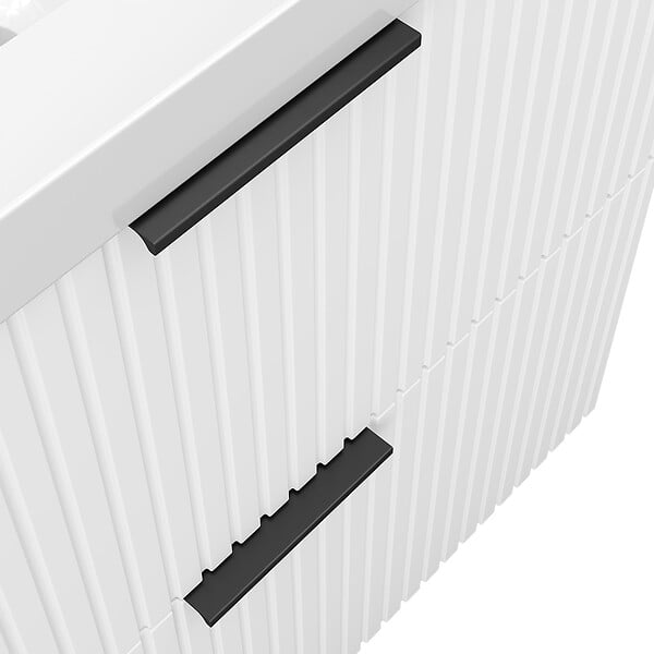 AICA SANITAIRE - AICA Meuble de salle de bain suspendu 60 cm Blanc + 2 tiroirs, avec Poignées - sans compter vasque - large
