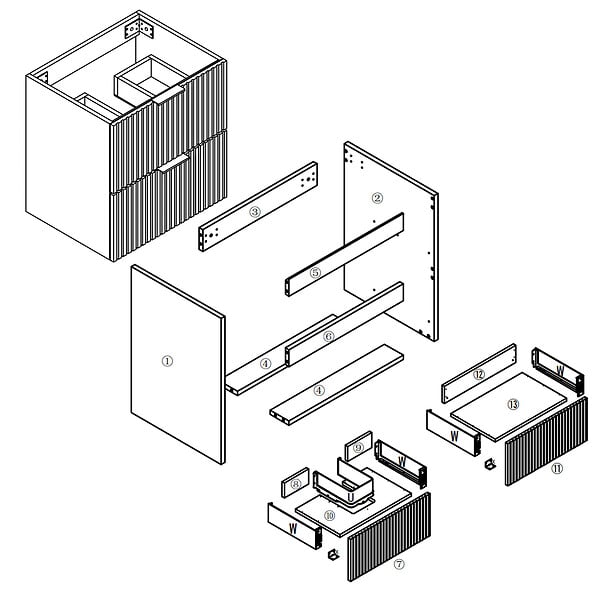 AICA SANITAIRE - AICA Meuble de salle de bain suspendu 60 cm Blanc + 2 tiroirs, avec Poignées - sans compter vasque - large