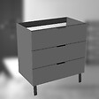 AICA SANITAIRE - AICA Meuble de salle de bain mural avec pieds, sans lavabo, 80 cm, 3 tiroirs - Anthracite - vignette