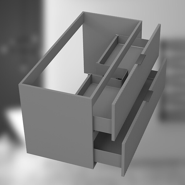 AICA SANITAIRE - AICA Meuble de salle de bain suspendu 100 cm Anthracite + 2 tiroirs, avec Poignées - sans compter vasque - large