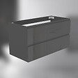 AICA SANITAIRE - AICA Meuble de salle de bain design suspendu, 100 cm, 2 tiroirs de rangement sans lavabo - Anthracite brillant - vignette