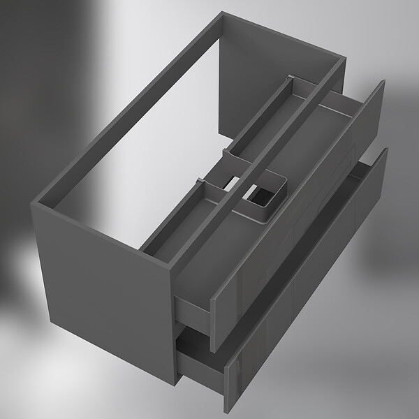 AICA SANITAIRE - AICA Meuble de salle de bain design suspendu, 100 cm, 2 tiroirs de rangement sans lavabo - Anthracite brillant - large
