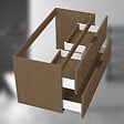 AICA SANITAIRE - AICA Meuble de salle de bain suspendu 100 cm Noyer + 2 tiroirs, avec Poignées - sans compter vasque - vignette