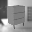 AICA SANITAIRE - AICA Meuble de Salle de Bain 60cm avec 3 tiroirs + 2 Pieds, Meuble sans vasque, Anthracite - vignette