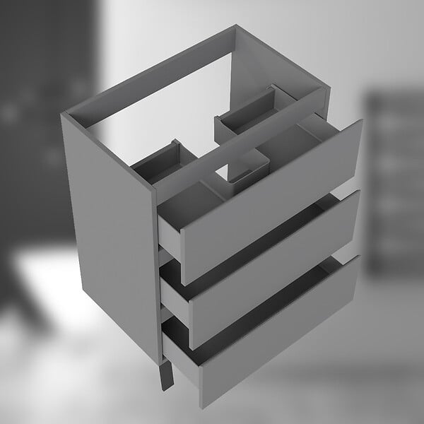 AICA SANITAIRE - AICA Meuble de Salle de Bain 60cm avec 3 tiroirs + 2 Pieds, Meuble sans vasque, Anthracite - large