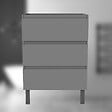 AICA SANITAIRE - AICA Meuble de Salle de Bain 60cm avec 3 tiroirs + 2 Pieds, Meuble sans vasque, Anthracite - vignette
