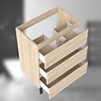 AICA SANITAIRE - AICA Meuble de Salle de Bain 60cm avec 3 tiroirs + 2 Pieds, Meuble sans vasque, Chêne - vignette