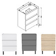 AICA SANITAIRE - AICA Meuble de Salle de Bain 60cm avec 3 tiroirs + 2 Pieds, Meuble sans vasque, Chêne - vignette