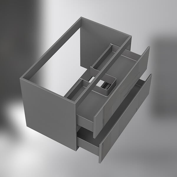 AICA SANITAIRE - AICA Meuble de salle de bain design suspendu, 80 cm, 2 tiroirs de rangement sans lavabo - Anthracite brillant - large