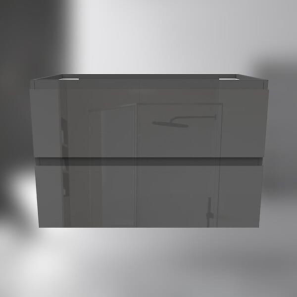 AICA SANITAIRE - AICA Meuble de salle de bain design suspendu, 80 cm, 2 tiroirs de rangement sans lavabo - Anthracite brillant - large