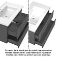AICA SANITAIRE - AICA Meuble de salle de bain design suspendu, 80 cm, 2 tiroirs de rangement sans lavabo - Anthracite brillant - vignette