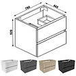 AICA SANITAIRE - AICA Meuble de salle de bain design suspendu, 80 cm, 2 tiroirs de rangement sans lavabo - Anthracite brillant - vignette