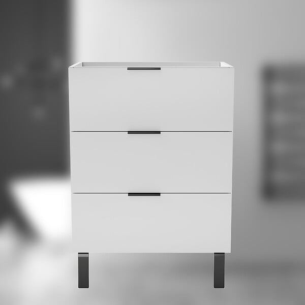 AICA SANITAIRE - AICA Meuble de salle de bain mural avec pieds, sans lavabo, 60 cm, 3 tiroirs - Blanc - large