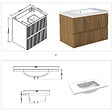AICA SANITAIRE - Meuble de salle de bain suspendu Strié 80cm avec simple vasque + 2 tiroirs, Noyer - vignette