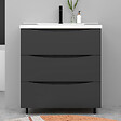 AICA SANITAIRE - Meuble de salle de bain suspendu 80cm avec simple vasque + 3 tiroirs, Anthracite - vignette