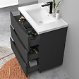 AICA SANITAIRE - Meuble de salle de bain suspendu 80cm avec simple vasque + 3 tiroirs, Anthracite - vignette