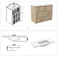AICA SANITAIRE - Meuble de salle de bain suspendu Strié 100cm avec simple vasque + 3 tiroirs, Chêne - vignette