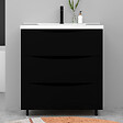 AICA SANITAIRE - Meuble de salle de bain suspendu 80cm avec simple vasque + 3 tiroirs, Noir - vignette