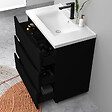 AICA SANITAIRE - Meuble de salle de bain suspendu 80cm avec simple vasque + 3 tiroirs, Noir - vignette
