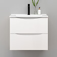 AICA SANITAIRE - Meuble de salle de bain suspendu 60cm avec simple vasque + 2 tiroirs, Blanc - vignette